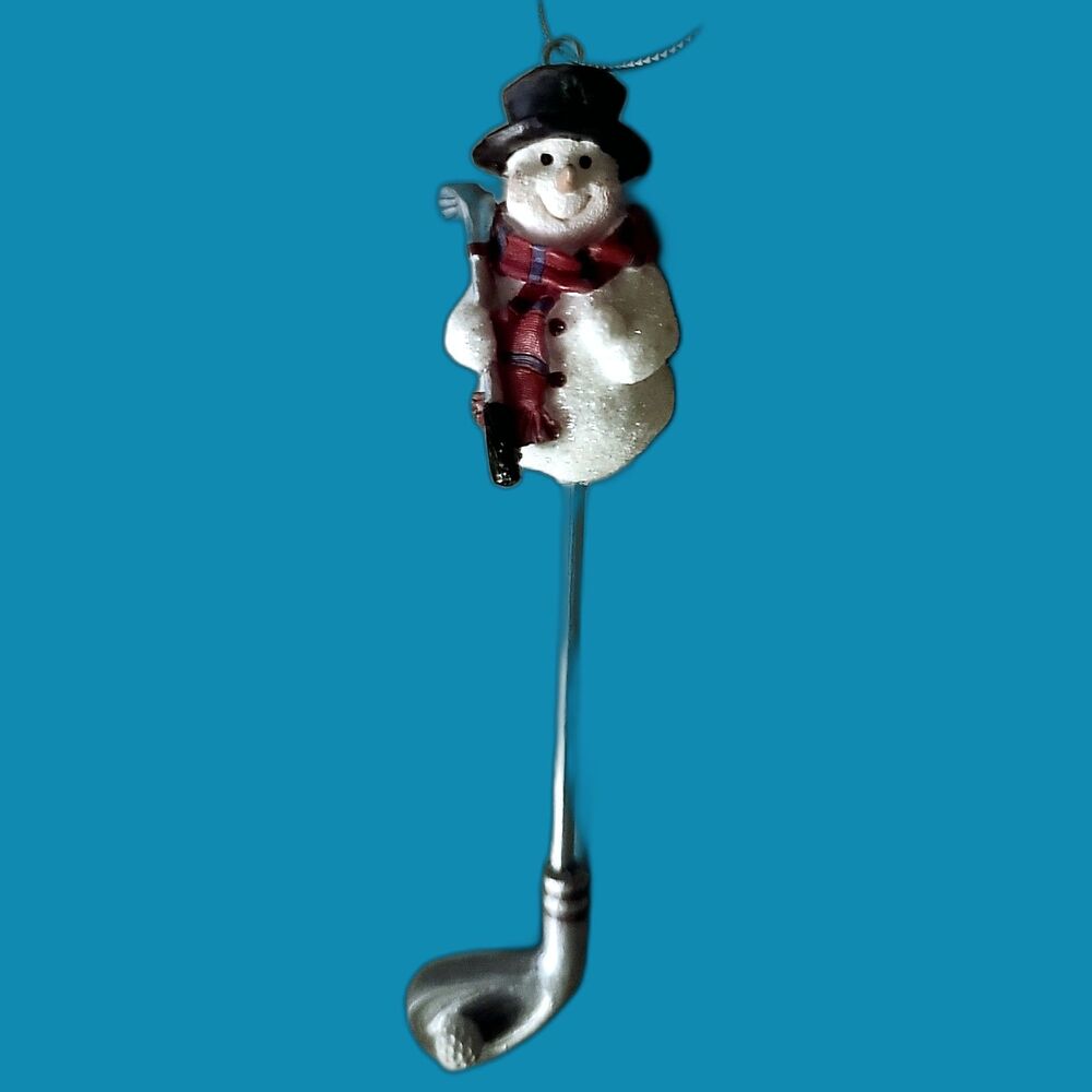 Kurt Adler Golfing Snowman on Top of Golf Club‎ Vintage Ornament